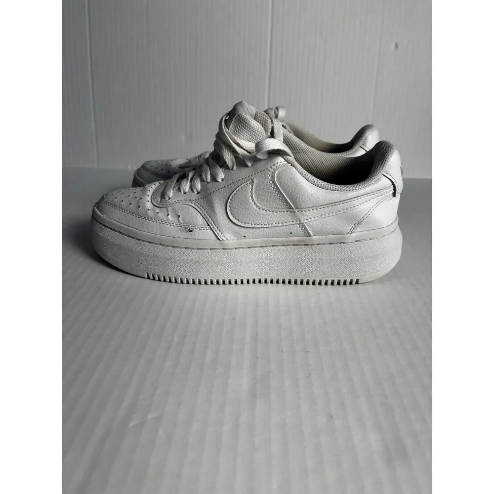 Nike Men's‎ Court Vision Alta Leather platform sneakers in triple white size 10